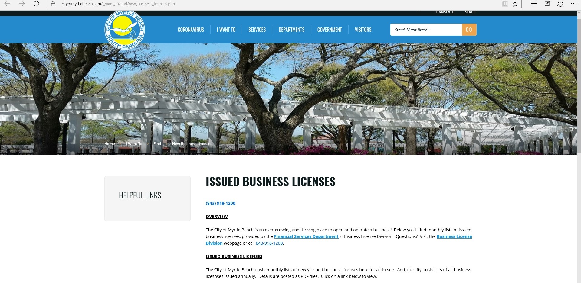 Business License Webpage